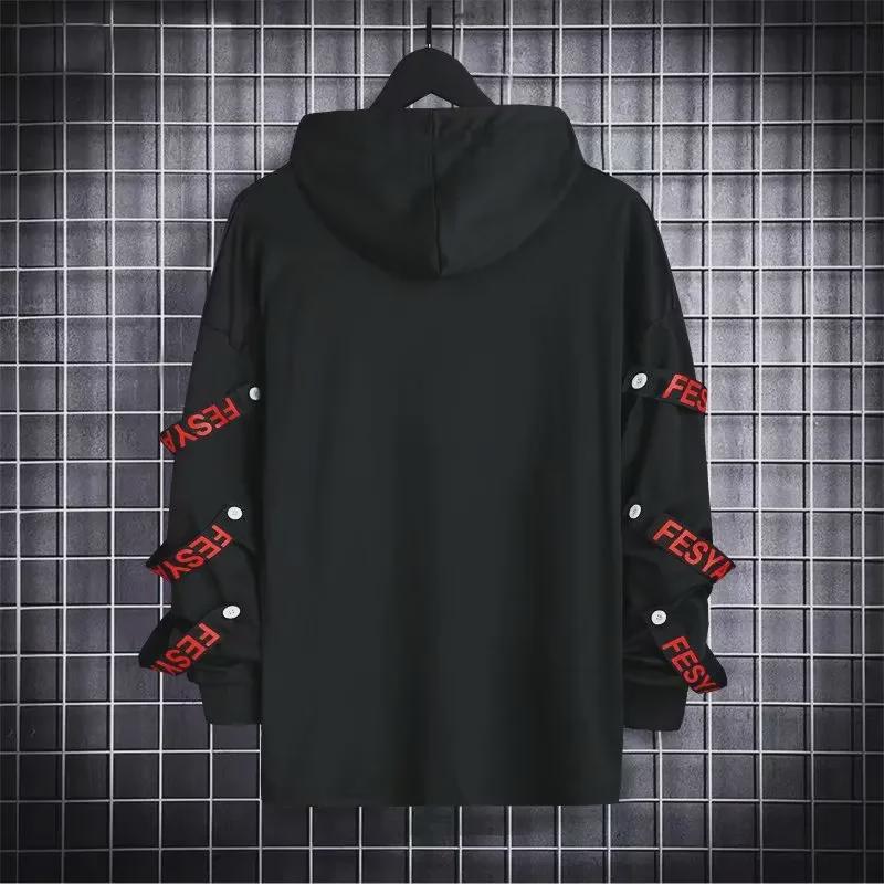 Men’s Functional Hooded Sweatshirt: Autumn Streetwear, Loose Fit, Hip-Hop Style, National Trend