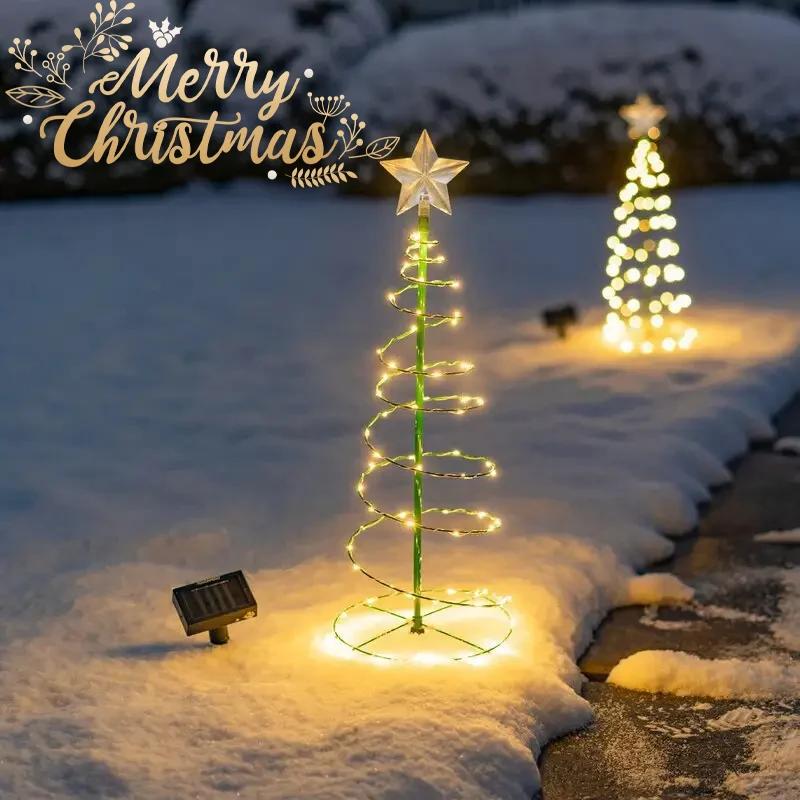 Solar Christmas Holiday Decoration Christmas Tree Lights Outdoor Waterproof Decorative Lighting LED Solar Garden Lights