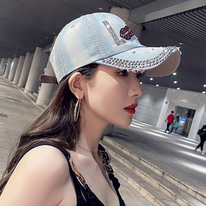 Hat Cowgirl Rhinestone Baseball Cap Spring Summer Sun Hat Casual Alphabet Rhinestone Cap Sun Hat