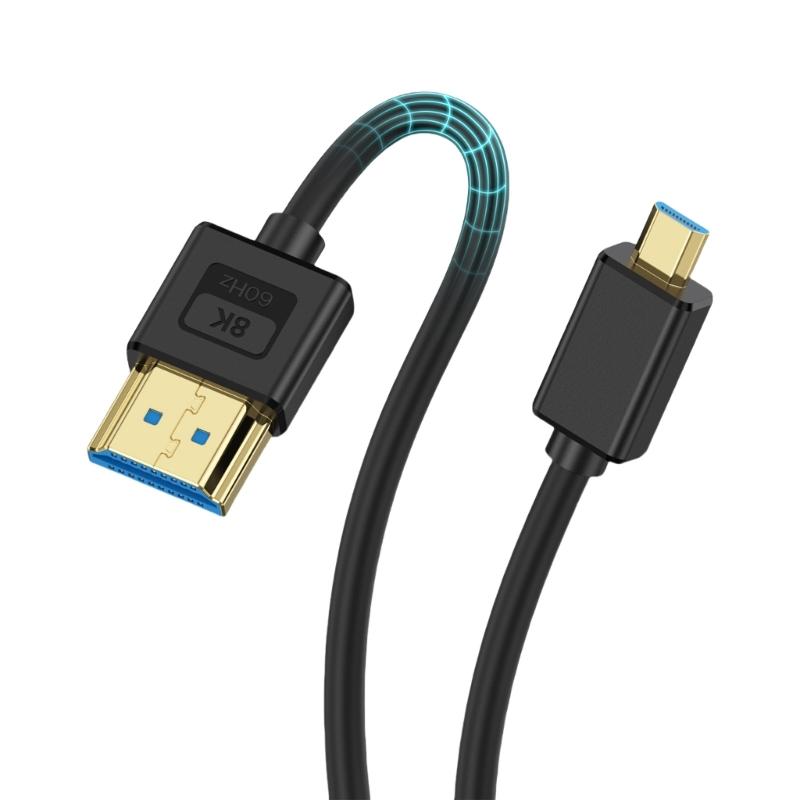 Thin Silicone 8K60hz 1080p Camera Cable Fast Speed 48Gbps 90 Degree Angle option For Cameras Tablets