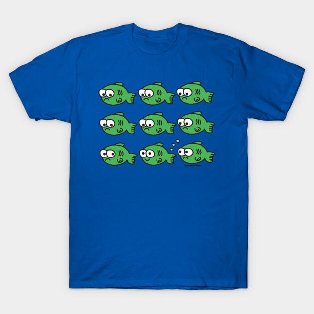 Asian Size Men Black Print T-shirt Fish Fart No-Cut Print Cotton Tshirt 3XL королевский синий