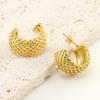 18K Gold Polka Dot Titanium Steel Hoop Earrings - Simple European & American Style