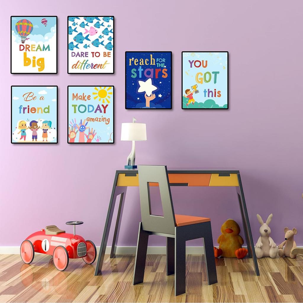 Phieoixs 6Pcs piring Quotes Classroom Decorations - Posters for Wall Decor for Pre School, Elementary and Middle School Themes, 8x10inch Unframed