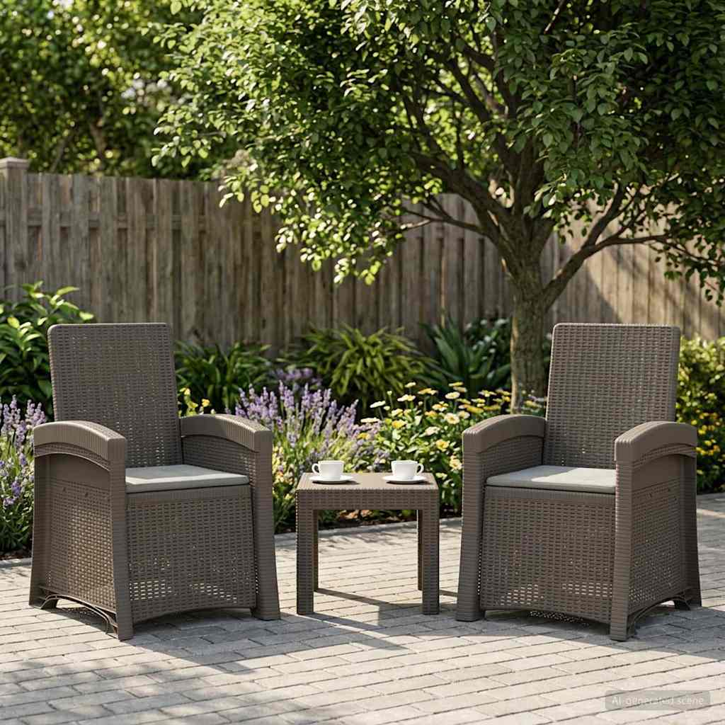 Garden Lounge Chair Rattan Look 2 pcs Light Grey PP