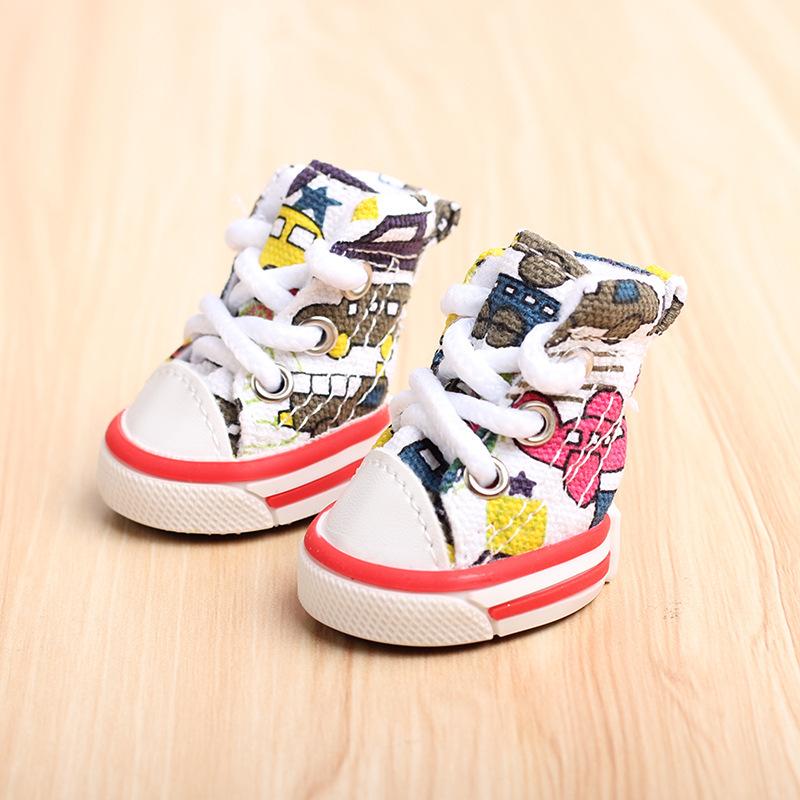 4 st/set Pet Dog Dog Shoes Four Seasons Sports Canvas Ball Skor Teddy Bichon Varm mjuk botten Små hundar