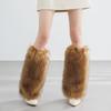 Retro Modern Brown Fur Shoe Covers Imitation Fur Boots Socks Millennial Style Hot Girl Leg Covers Autumn and Winter