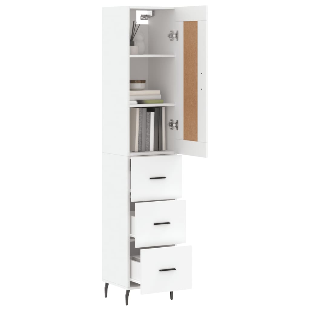 White Highboard 13.6 X 13.4 X 70.9 (W X D X H) Particleboard