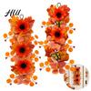 Durable Hanging Loop Flower Wreath Artificial Fall Sunflower Wall Hanging, Maple Leaf Garland with Butterfly, Autumn Lifelike Butterfly Harvest