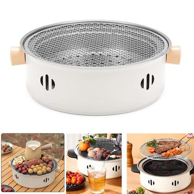 Barbecue Grill Home Portable Charcoal BBQ Grill with Grill  Round Non-stick Barbecue Stove Multifunction for Outdoor Camping