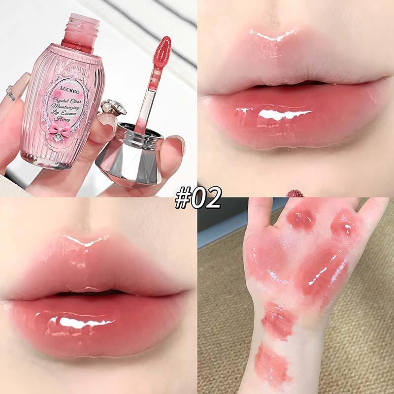 LUCKGO Crystal Moisture Lip Essence: Honey Mirror Plumping Lipstick Gloss