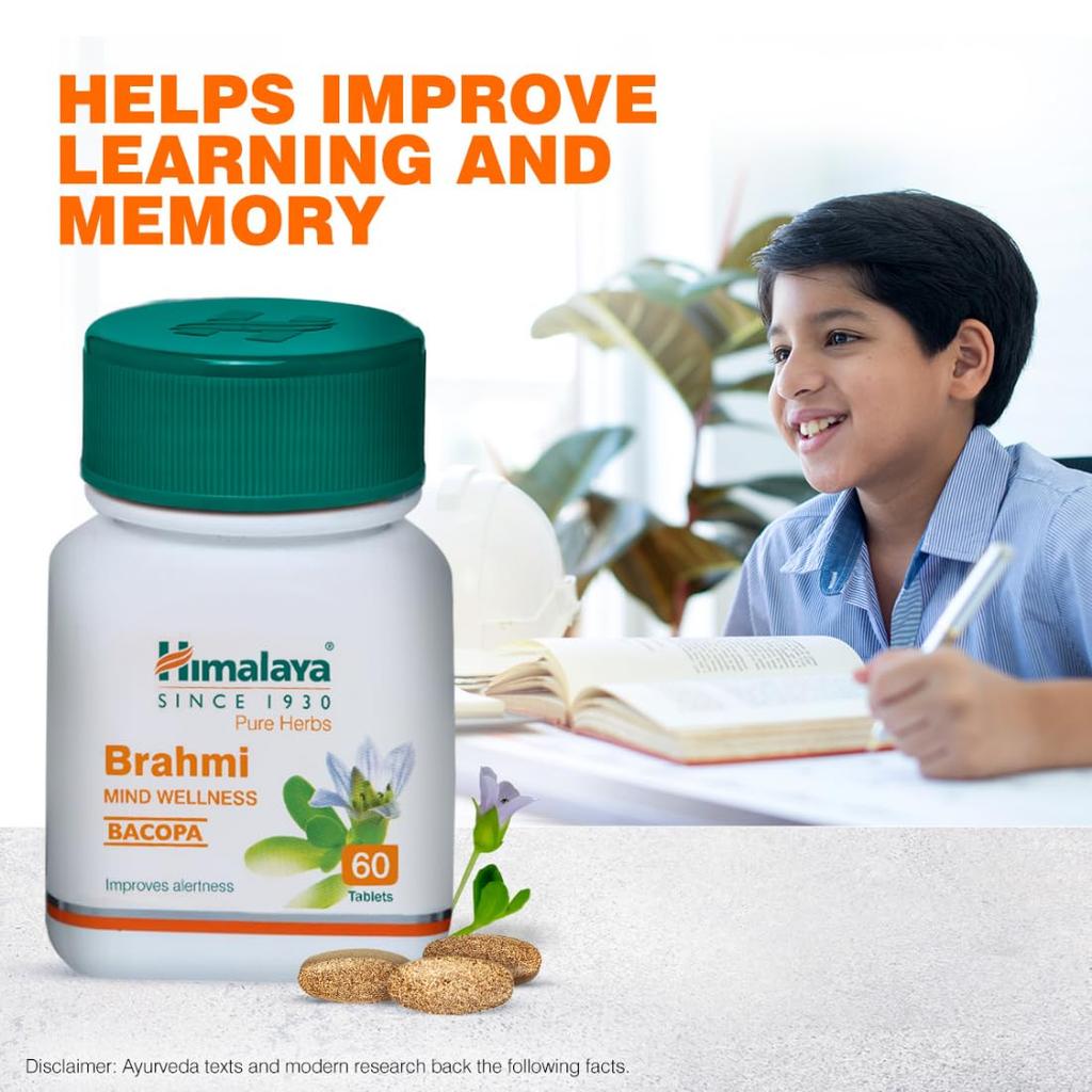 Himalaya Wellness Pure Herbs Brahmi Mind Wellness Tablets Pack Of 60 For Alertness Memory Clarity