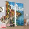 2 Stück, 2D-Flachdruckmuster Vorhänge Wunderschönes Riva del Garda Italien Vielseitig Langlebig Polyester (ohne Stange) Geschenke Ldeal für