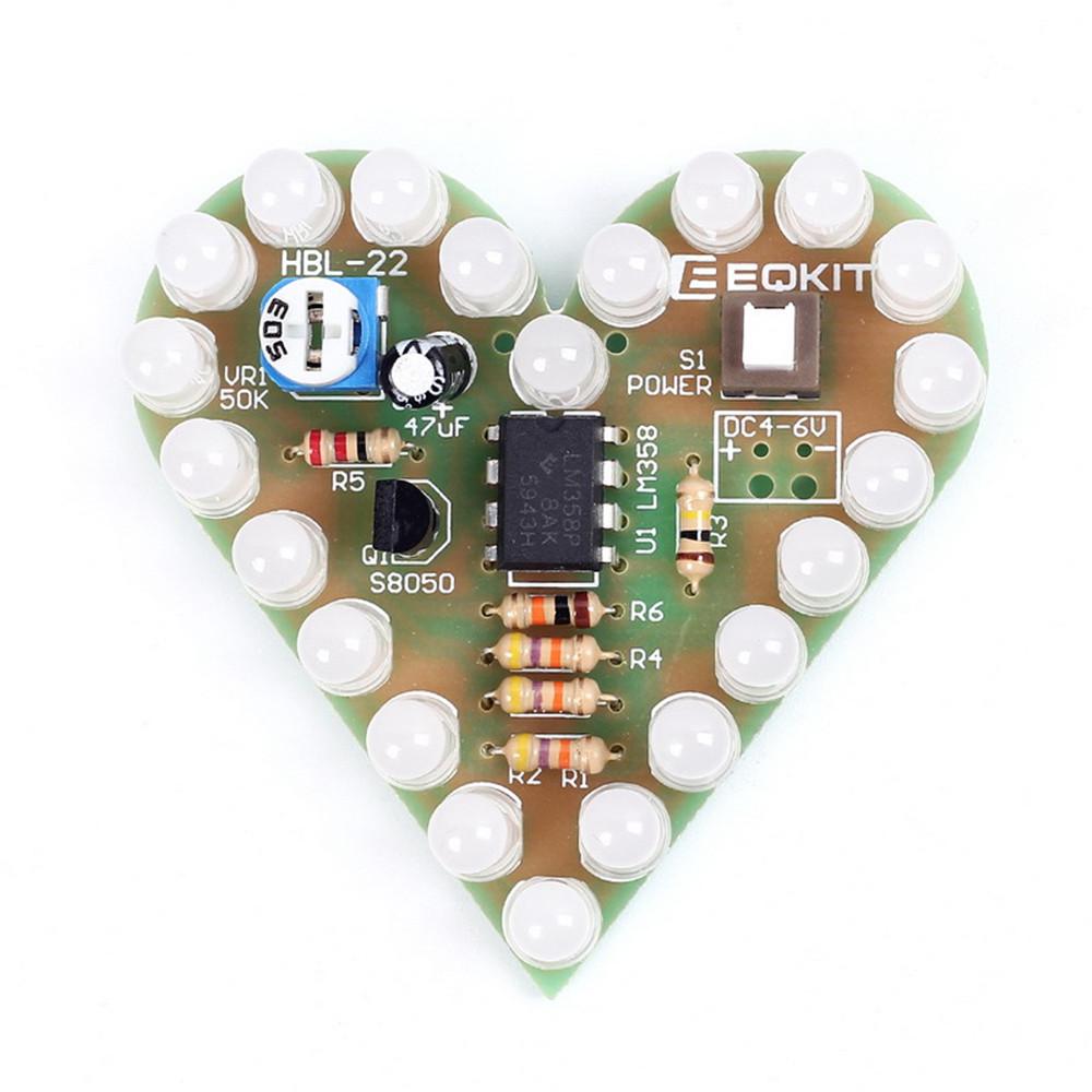 DIY Kit Heart Shape Breathing Lamp Electronic Kit Breathing LED Suite Red White Electronic Production for Learning laboratory