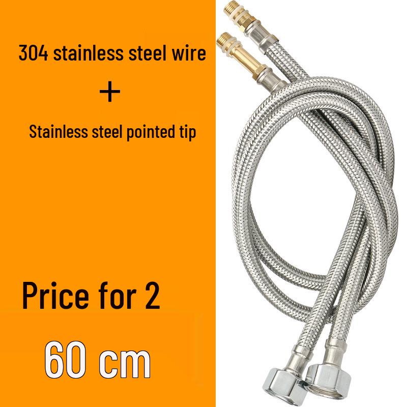 304 Stainless Steel Braided Flexible Hose for Kitchen Faucet - Hot/Cold Inlet Pipe