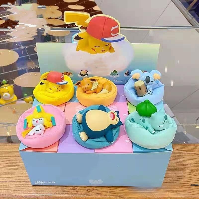 Cartoon Anime Pokemon Blind Box Pikachu Snorlax Action Figure Doll Cute Desktop Ornament Collectible Model Decoration