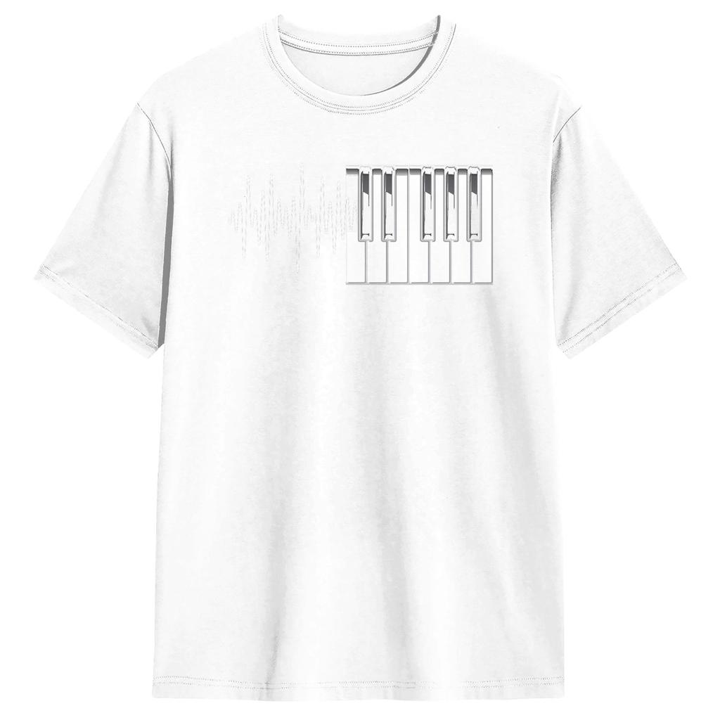 Harajuku TShirt Piano Klavier Heartbeat EKG Pianist Flgel Cotton TShirts Novelty Tshirt for Unisex Beach Aesthetic Design Tees