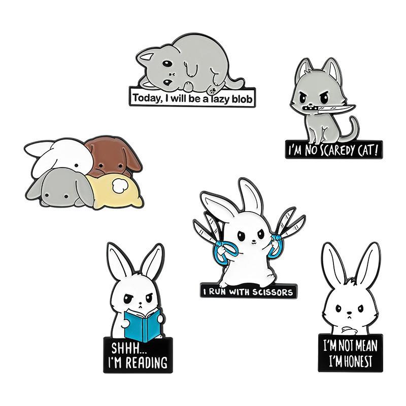 Adorable Animal Alloy Brooch Featuring Creative Rabbit And Hamster Designs For Students Fashionable