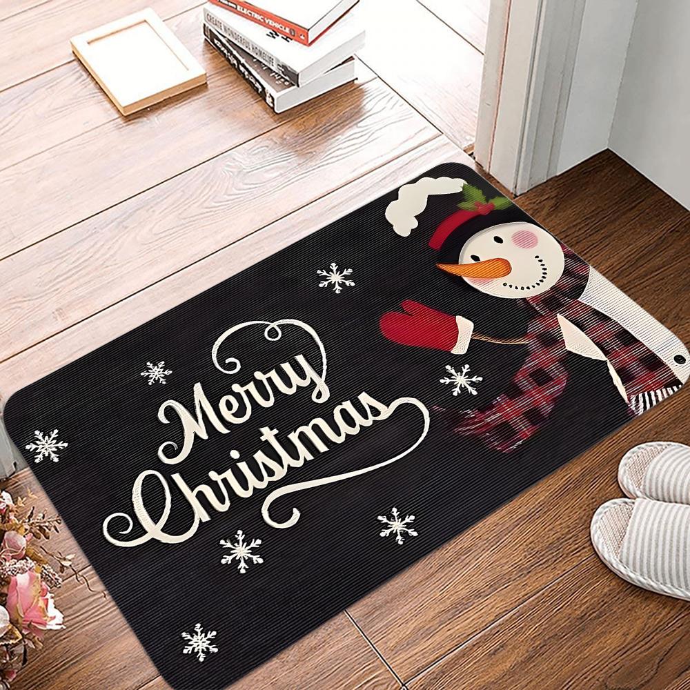 Christmas Snowman Welcome Mat Floor Rug Washable Bedroom Kitchen Entrance Doormat Polyester Home Decor Carpet