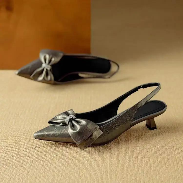 Fashion Women Pumps Comfort Stiletto Heels Bow Tie Summer Shoes for Women Large Size New Pointed High Heels Sandals Wedding Shoes Bride