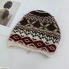 Fair Island Vintage Jacquard Drawstring Knitted Ear Cap Children's Winter Cute Warm Wool Plush Baotou Hat