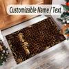Leopard Theme Crystal Velvet Floor Rug Personalized Custom Name Text Warm Carpet Home Decoration