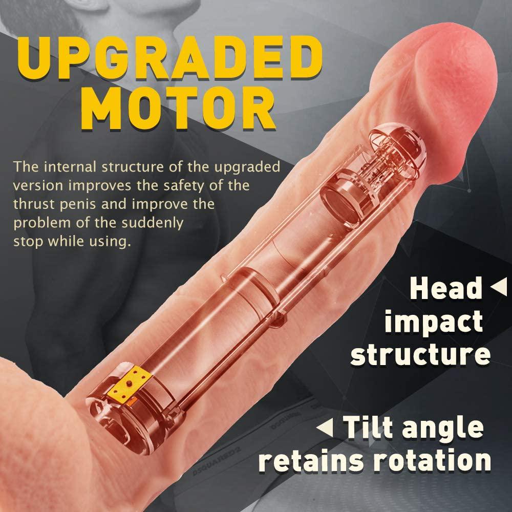 Vibratore con vibratore a spinta per la stimolazione del punto G. Pene telescopico realistico con giocattoli sessuali a ventosa con rotazione