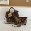 Dámská taška retro taška s leopardím potiskem nová matná PU dojíždějící dámská taška třídílná pracovní šikmá taška