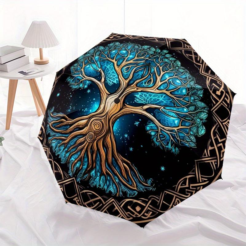 "Enchanted Tree of Life Wall Art: Mystical Decor for Your Space"Umbrella, Portable 3-Fold Compact Umbrella for Men & Women ES11