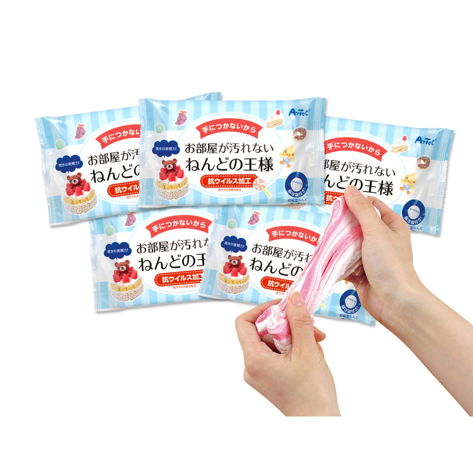 

Artec Clay King, 5-Piece Set (Product Code: 23368), Perfect for Crafts, Summer Vacation, Made in Japan, Antiviral, Lightweight, Stretchy