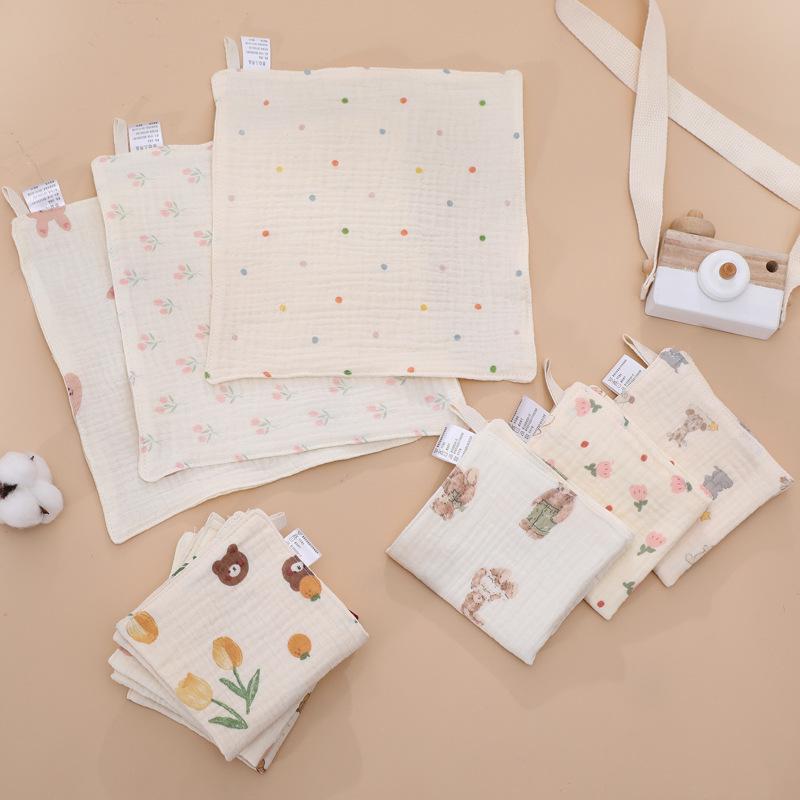 Baby Four-Layer Crepe Cotton Handkerchief - Printed Gauze Towel for Children