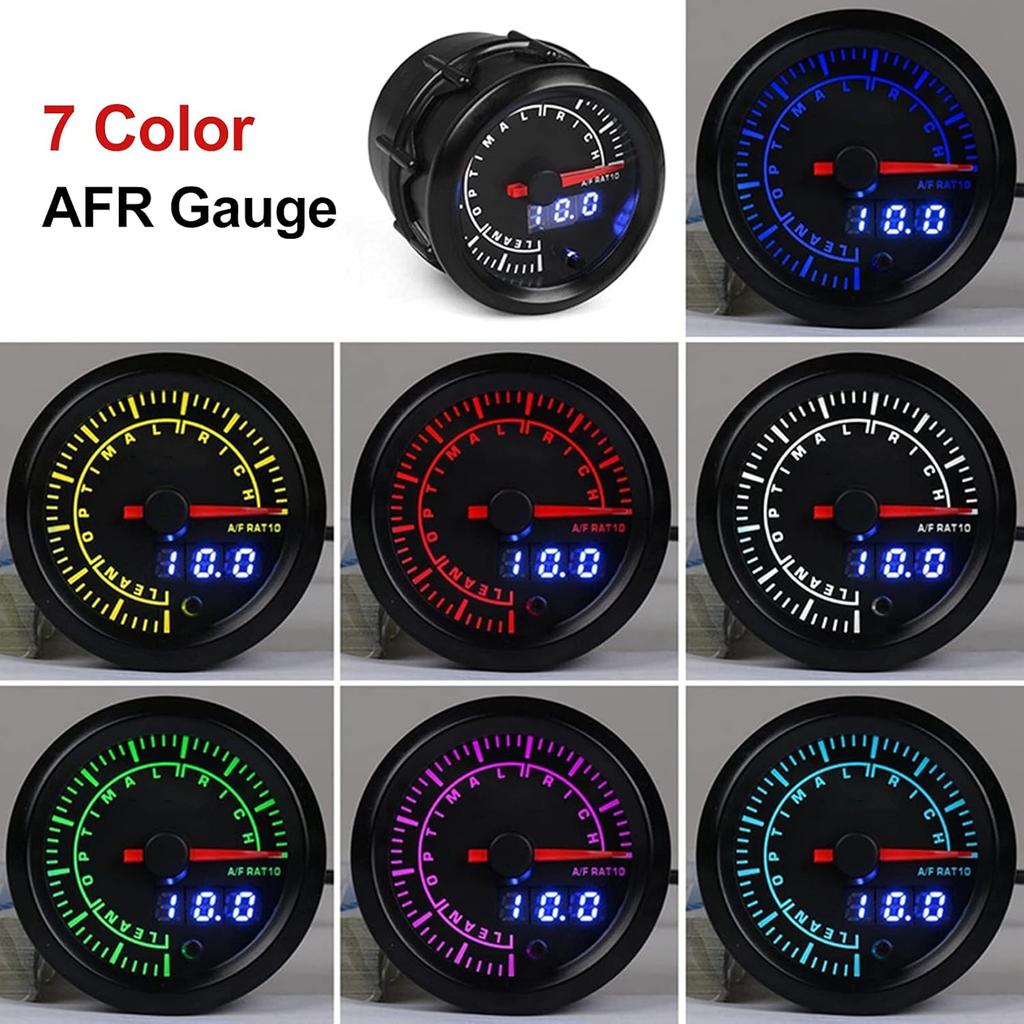 Acouto Air/Fuel Ratio Gauge - 2.5in 12V AFR Gauge with High Accuracy and Adjustable Warning Setting for Car