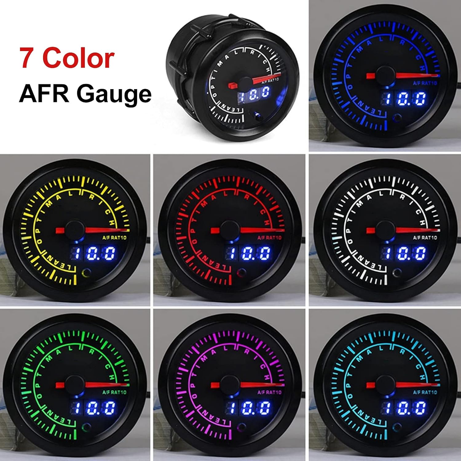 

Acouto Air/Fuel Ratio Gauge - 2.5in 12V AFR Gauge with High Accuracy and Adjustable Warning Setting for Car