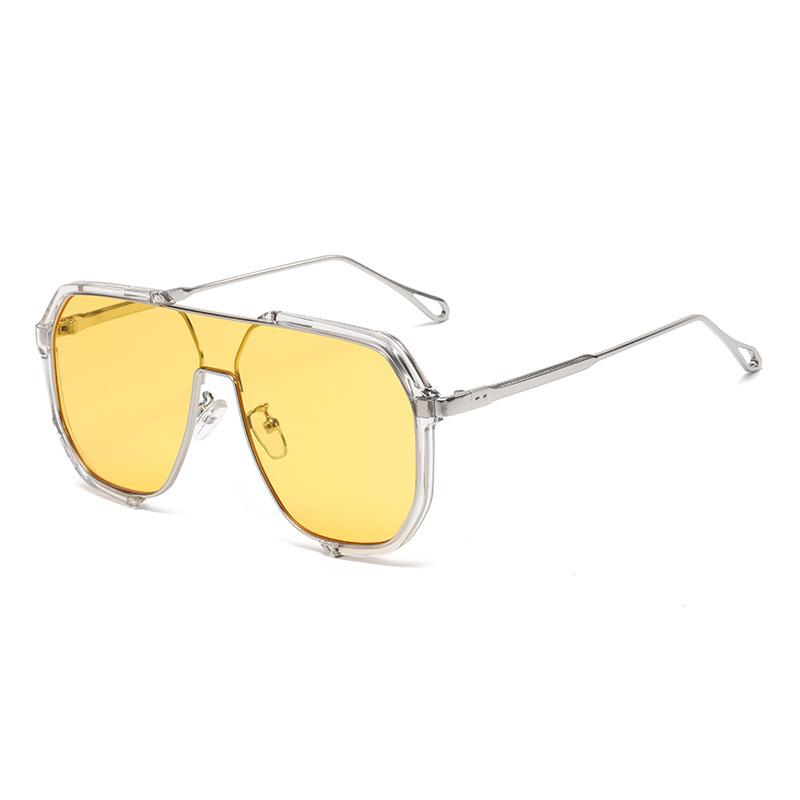 Fashion Double Beam Large Frame Polygonal Sunglasses Fashion Concave Style Sunglasses 31758