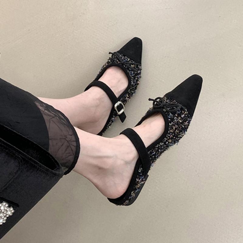 Fashion Bailamos Spring New Brand Women Flats Fashion Square Low Heel Ladies Elegant Baot Shoes Round Toe Dress Single Shoes