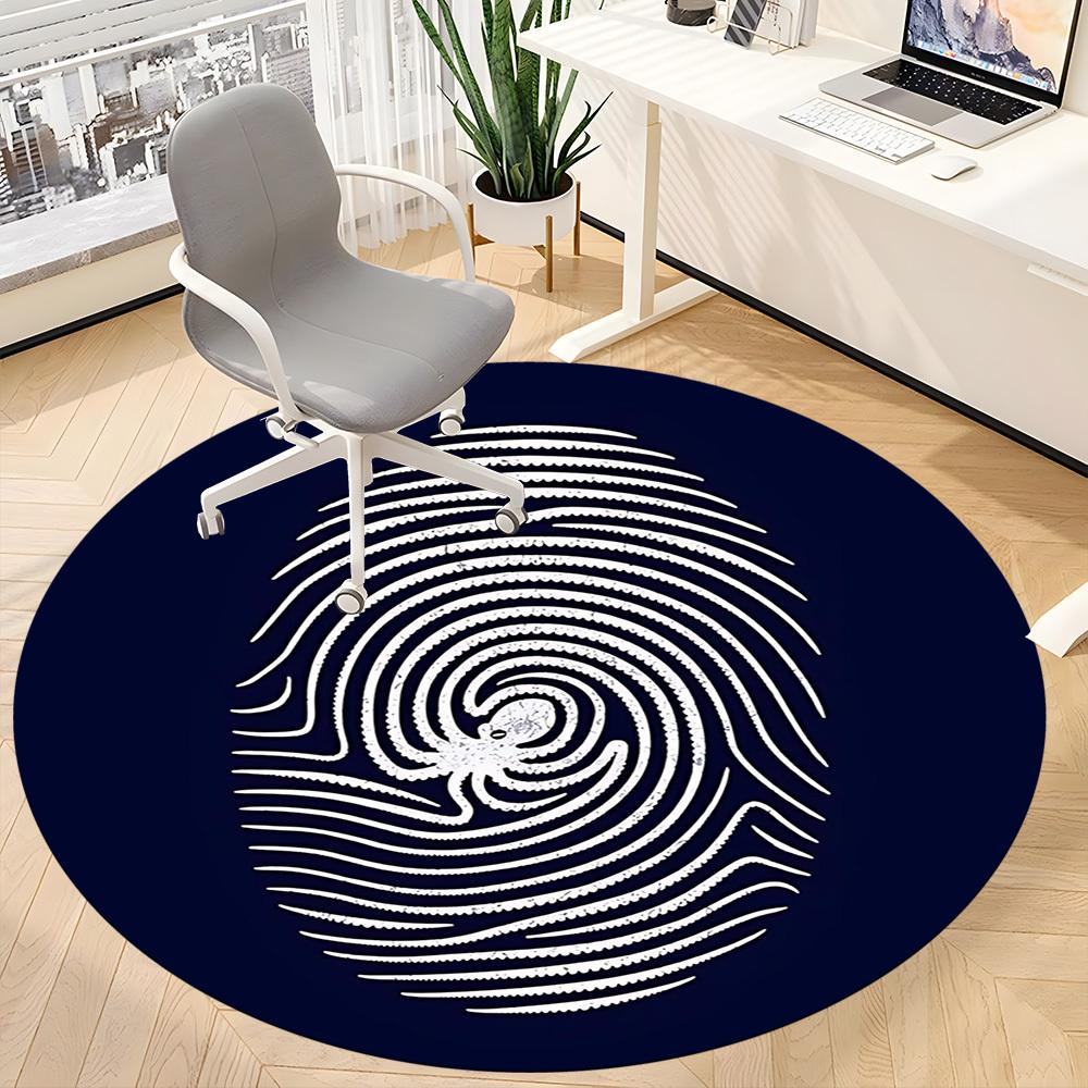 1PCFingerprint Spider Office Round Area Rug,  Mat Suitable For Office, Under Office Chairs Bedroom Living Room Home Decor, Room Deco