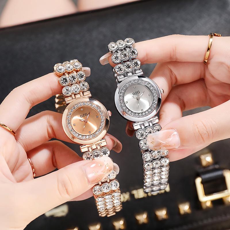 Dzg Women'S Watches, Rhinestone Subdials, Glossy Quartz Watches, Casual And Simple Temperament Watches