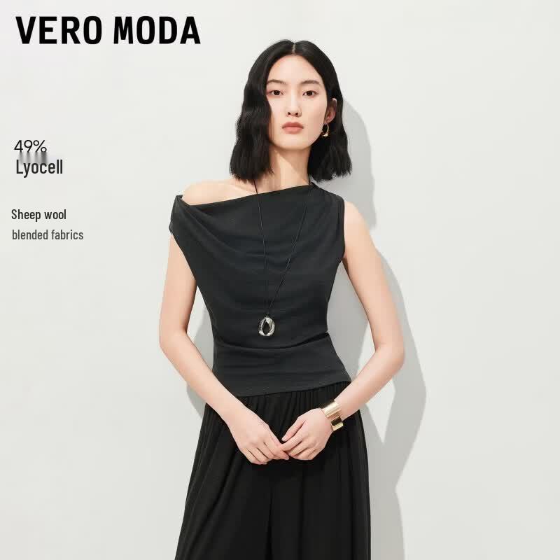 VEROMODA Women s Lyocell-Wool Blend Asymmetrical Collar Sleeveless Top S