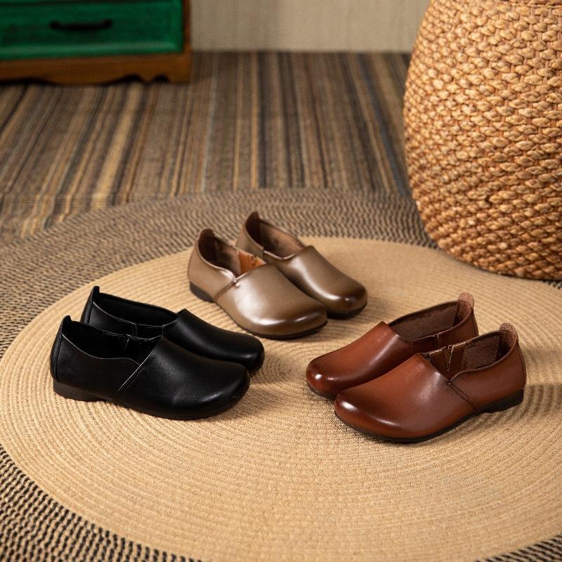 Retro Mocasines Women Flat Shoes Woman Soft Casual Shoes Genuine Leather Flats Mother Shoes Femme Slip on Loafers WSH5246