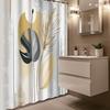 Modern Art Abstract Leaf Illustration Shower Curtain with 12 Hooks – Creative Partition & Bathroom Decoration