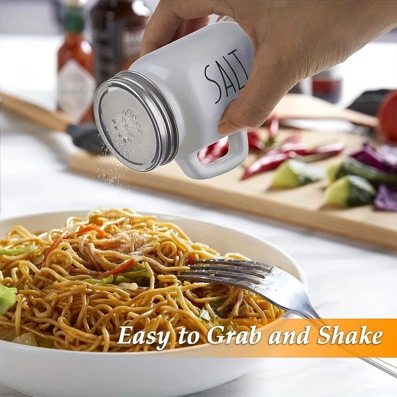 Schwarz-weißes 2-teiliges Salz- und Pfefferstreuer-Set, 128 g Glas, Vintage-Salz- und Pfefferstreuer-Set aus Glas für Zuhause