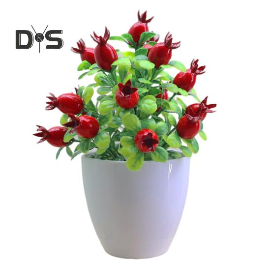 Künstliche Topfpflanzen, realistischer gefälschter Mini-Obstbaum, Tischdekoration für Zuhause und Büro, Grünpflanzen aus Kunststoff im Topf, Bonsai, Dekoration für drinnen und draußen