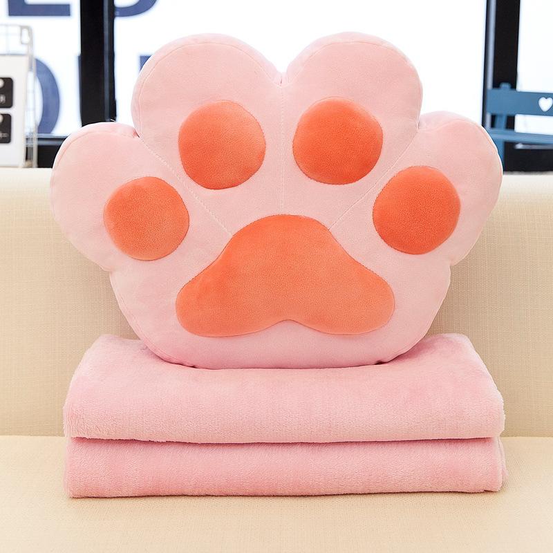 Cute Cat Paw Air Conditioner Blanket Soft Children Xia Liang Quilt Dual-purpose Down Cotton Throw Pillow Quilt