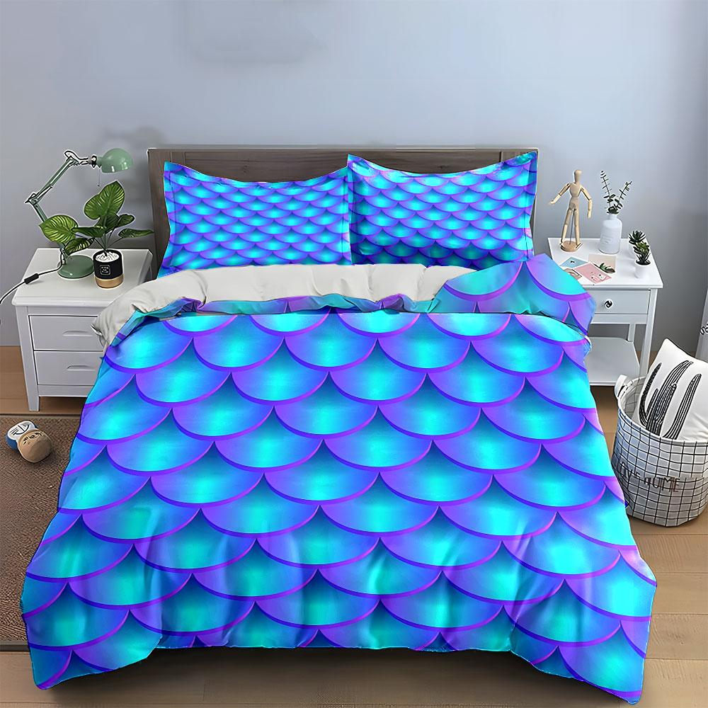 Mermaid Scale Bedding Set Bedding Duvet Cover Set Duvet Cover Pillowcases (1 * Duvet Cover 2 * Pillowcases, without duvet insert)