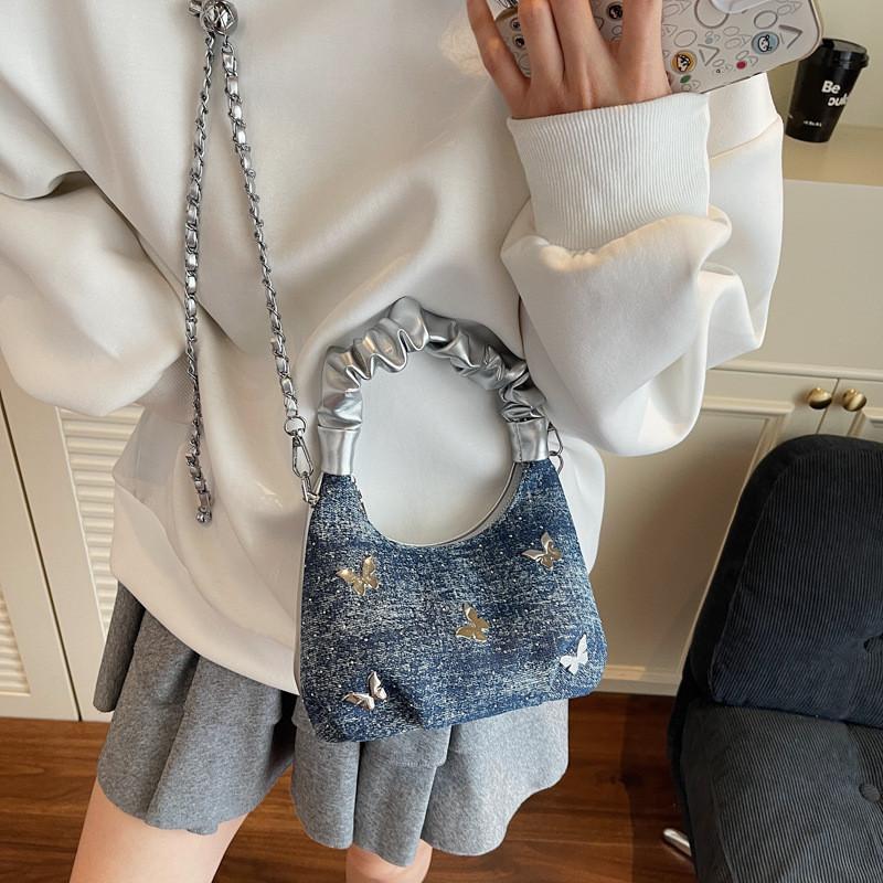 Butterfly Small Cloud Shaped Pu Bags Handbag Ruched Detailing Strap Shoulder