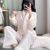 Women's Cozy Fleece Cardigan Pajama Set - Long Sleeve & Pants for Autumn/Winter