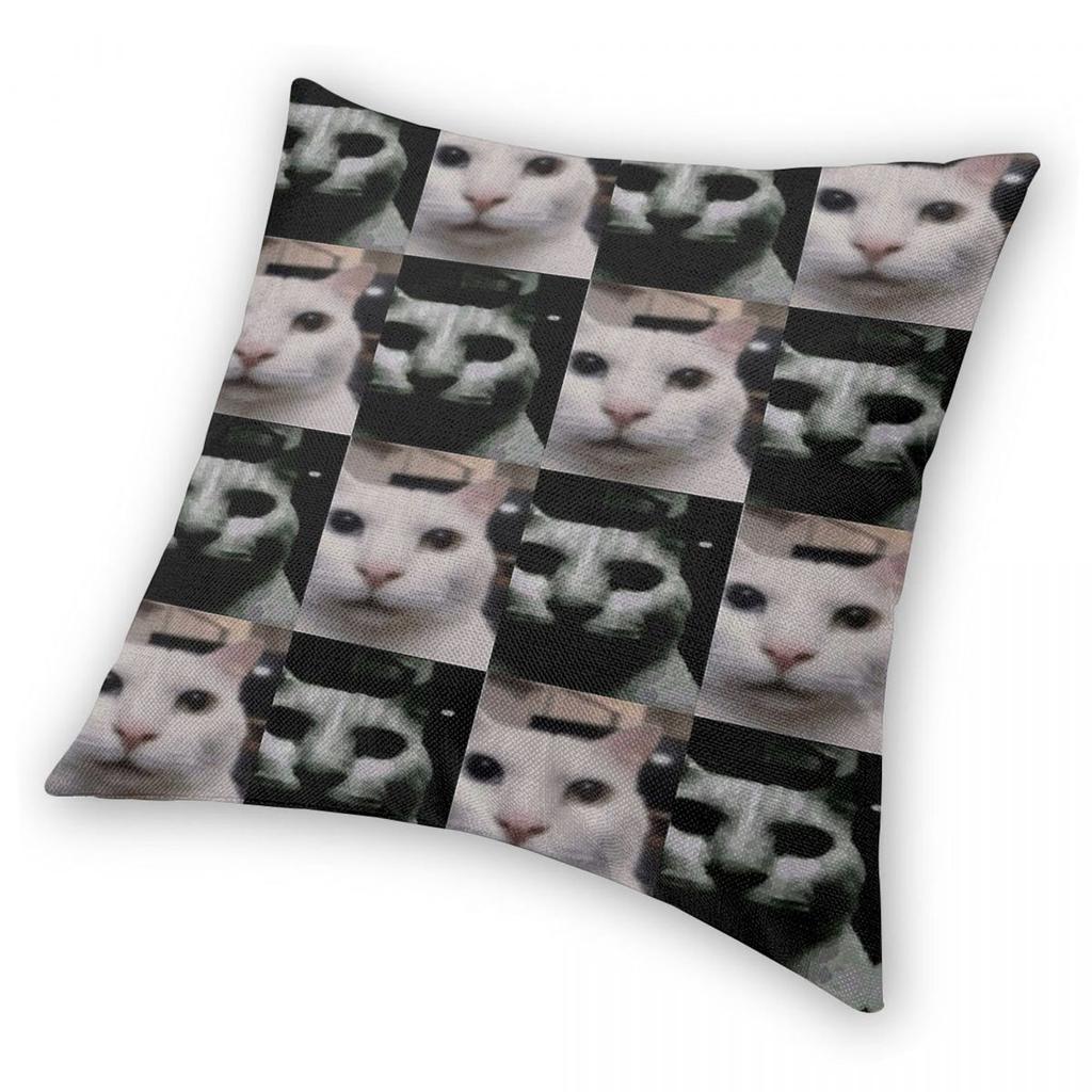 Uncanny Cat Canny Cat Pillowcase Polyester Linen Velvet Pattern Zip Decor Pillow Case Bed Cushion Cover