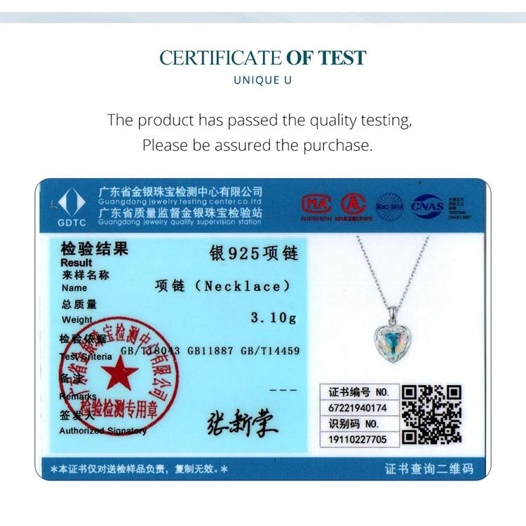 BAMOER 925 Sterling Silver Sparkling Heart Pendant Necklace for Women Simple Silver Necklace Engagement Fine Jewelry