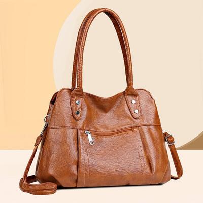 Schoudertassen met grote capaciteit in zwart voor dames Grote shopper tas effen kleur zacht leer crossbody handtas dames reis draagtas