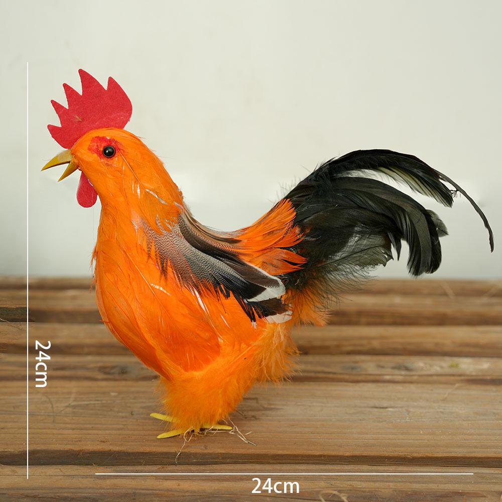 Porcelain Hen and Rooster Feather Ornament for Display and Photography Prop