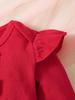 0-18 Months Baby Girl Clothing Bodysuit Outfit 3Pcs Red Ruffle Jumpsuit Bunny Heart Bow Headband Autumn Newborn Baby Clothes Set